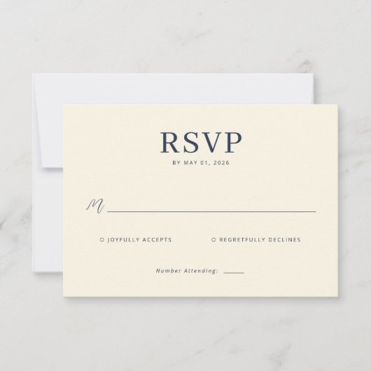 Elegante Crème RSVP-kaart RSVP Kaartje (Voorkant)