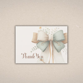 Elegante Crème Salie Patchwork Boog Baby Shower Bedankkaart