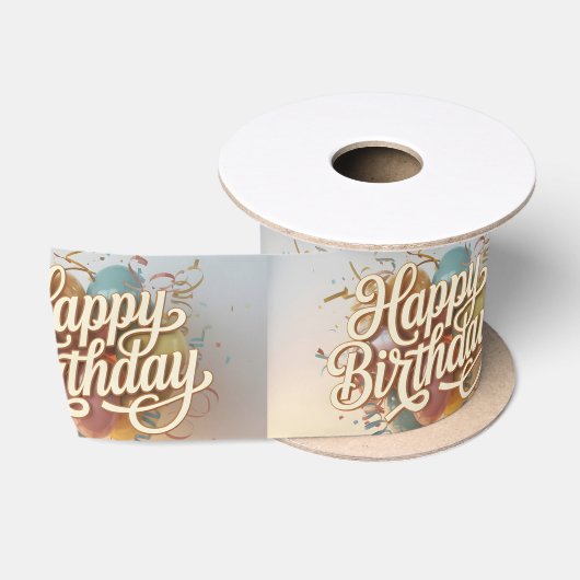 Elegante Crème Script "Gefeliciteerd" Grafisch Ele Satijnen Lint (Spoel)