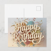 Elegante Crème Script "Gefeliciteerd Verjaardag" G Briefkaart (Voorkant / Achterkant)