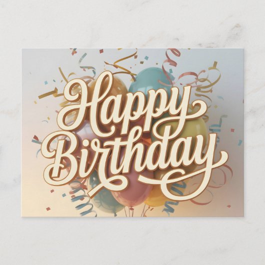 Elegante Crème Script "Gefeliciteerd Verjaardag" G Briefkaart (Voorkant)