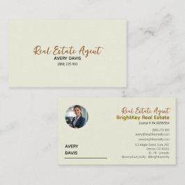 Elegante Crème & Script Makelaar Visitekaartje