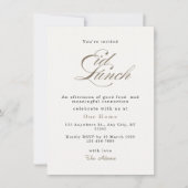 Elegante Crème Script Minimalistische Eid Lunchfee Kaart (Voorkant)