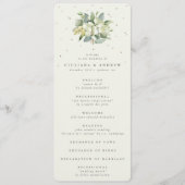 Elegante Crème Snowberry+Eucalyptus Boeket Bruilof Programmakaart (Voorkant)