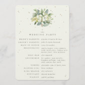 Elegante Crème Snowberry+Eucalyptus Boeket Bruilof Programmakaart (Achterkant)
