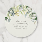 Elegante Crème Snowberry+Eucalyptus Bruiloft Bedankjes Labels (Achterkant)