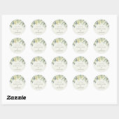 Elegante Crème Snowberry+Eucalyptus Bruiloft Ronde Sticker (Vel)