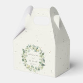 Elegante Crème Snowberry+Eucalyptus Krans Bruiloft Bedankdoosjes (Voorkant Zijde)