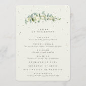 Elegante Crème Snowberry + Eucalyptus Stem Bruilof Programmakaart (Voorkant)