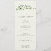 Elegante Crème Snowberry + Eucalyptus Stem Bruilof Programmakaart (Voorkant)