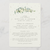 Elegante Crème Snowberry + Eucalyptus Stem Bruilof Programmakaart (Voorkant)