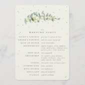 Elegante Crème Snowberry + Eucalyptus Stem Bruilof Programmakaart (Achterkant)
