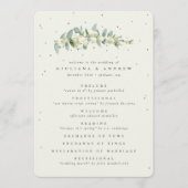 Elegante Crème Snowberry + Eucalyptus Stem Bruilof Programmakaart (Voorkant)