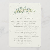 Elegante Crème Snowberry + Eucalyptus Stem Bruilof Programmakaart (Achterkant)