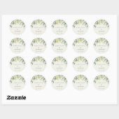 Elegante Crème Snowberry+Eucalyptus Trouwkaart Ronde Sticker (Vel)