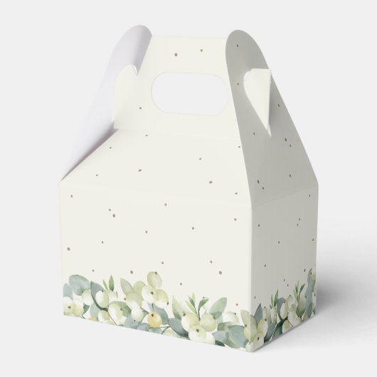 Elegante Crème Snowberry+Eucalyptus Winter Bruilof Bedankdoosjes (Achterkant)