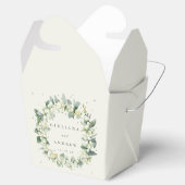 Elegante Crème Snowberry+Eucalyptus Winter Bruilof Bedankdoosjes (Geopend)