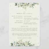 Elegante Crème Snowberry+Eucalyptus Winter Bruilof Programmakaart (Achterkant)