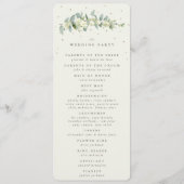 Elegante Crème Snowberry+Eucalyptus Winter Bruilof Programmakaart (Achterkant)