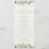 Elegante Crème Snowberry+Eucalyptus Winter Bruilof Programmakaart (Voorkant)