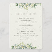 Elegante Crème Snowberry+Eucalyptus Winter Bruilof Programmakaart (Voorkant)
