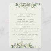 Elegante Crème Snowberry+Eucalyptus Winter Bruilof Programmakaart (Voorkant)