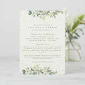 Elegante Crème Snowberry+Eucalyptus Winter Bruilof Programmakaart (Staand voorkant)