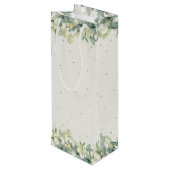 Elegante Crème Snowberry+Eucalyptus Winter Bruilof Wijn Cadeautas (Achterkant Gekanteld)