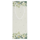 Elegante Crème Snowberry+Eucalyptus Winter Bruilof Wijn Cadeautas (Achterkant)