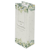 Elegante Crème Snowberry+Eucalyptus Winter Bruilof Wijn Cadeautas (Voorkant Gekanteld)