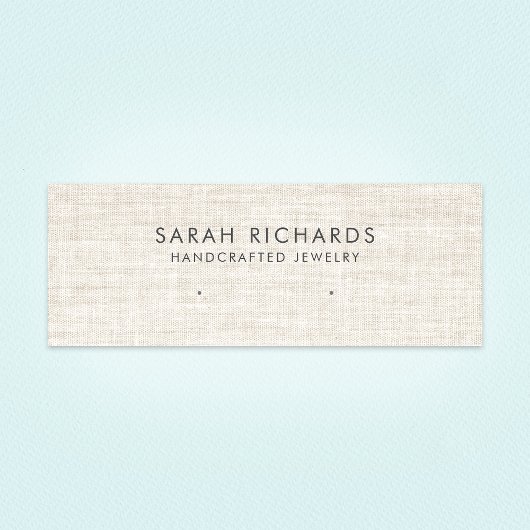 Elegante Crème Tan Linnen Look Oorbel Display Mini Visitekaartje