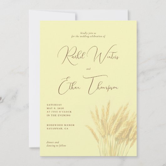 Elegante Crème Tarwe Illustratie Kaart (Voorkant)