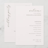 Elegante Crème Trouwceremonie Programmakaart (Voorkant / Achterkant)