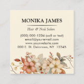 Elegante Creme Waterverf Wildflower Vierkante Visitekaartje (Achterkant)