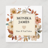 Elegante Creme Waterverf Wildflower Vierkante Visitekaartje (Voorkant)