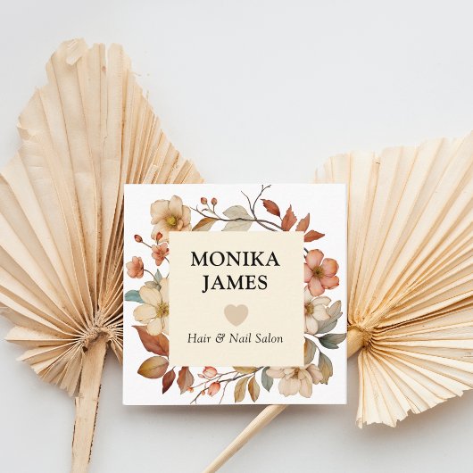 Elegante Creme Waterverf Wildflower Vierkante Visitekaartje