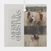 Elegante crème zwart gebladerte moderne minimale f glas ornament (Voorkant)