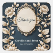 Elegante crèmekleurige bloemen. vierkante sticker (Voorkant)