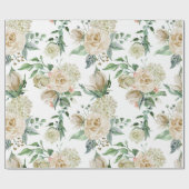 Elegante Crèmekleurige Bloemige Botanische Bruilof Cadeaupapier (Vlak)