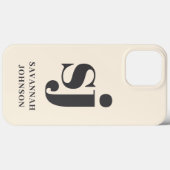 Elegante crèmekleurige monogram beginletters Case-Mate iPhone case (Achterkant (horizontaal))