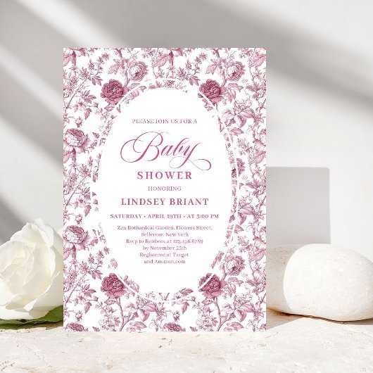 Elegante Crèmekleurige Roos Patroon Baby Shower Ui Kaart