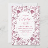 Elegante Crèmekleurige Roos Patroon Baby Shower Ui Kaart (Voorkant)