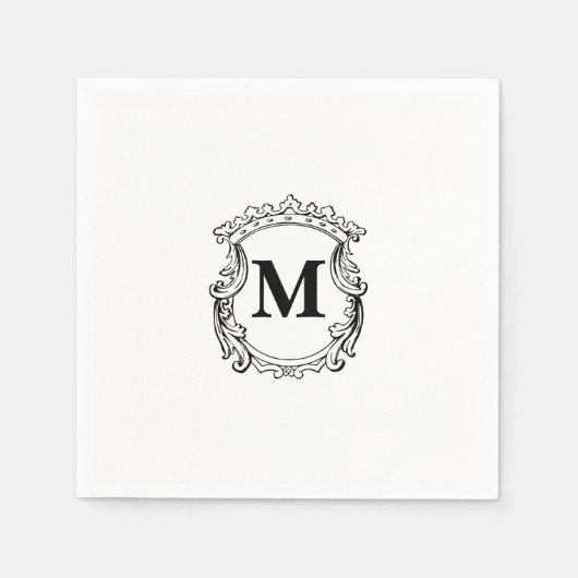 Elegante Crest aangepaste monogram Servet (Voorkant)