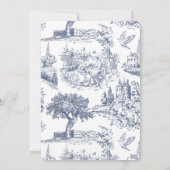 Elegante Crest Blue Toile Wedding Kaart (Achterkant)
