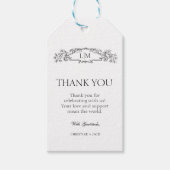 Elegante Crest Botanische Monogram Huwelijksdank Cadeaulabel (Voorkant)