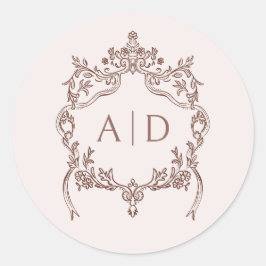 Elegante  Crest bruiloft monogrammen Ronde Sticker