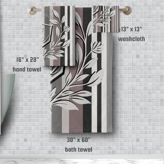 Elegante Crest Earth Tones Bruine Savannah Strepen Bad Handdoek