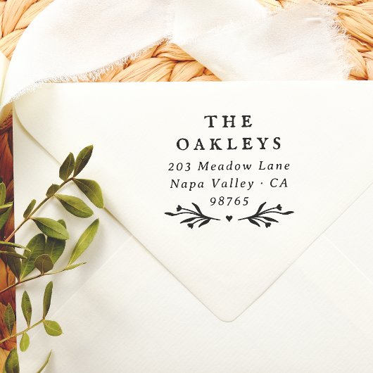 Elegante  Crest Floral Retouradres Rubberstempel