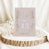 Elegante Crest Floral Trouwtafel Nummer RSVP Kaartje