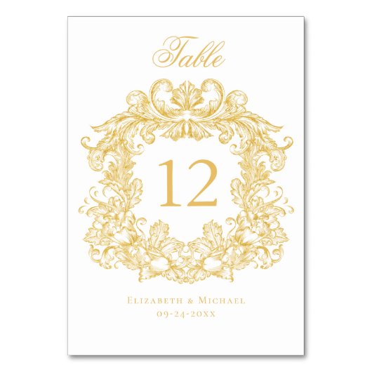 Elegante  Crest Gold bruiloft Kaart (Voorkant)